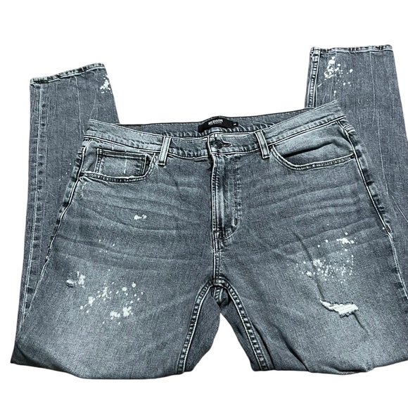 Hudson Zack Skinny Destroyed Paint Spatter Blue Jeans Size 36 - Picture 2 of 8